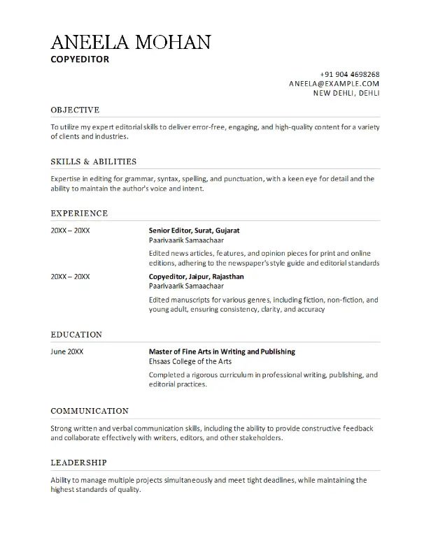 1. Chronological Resume Template