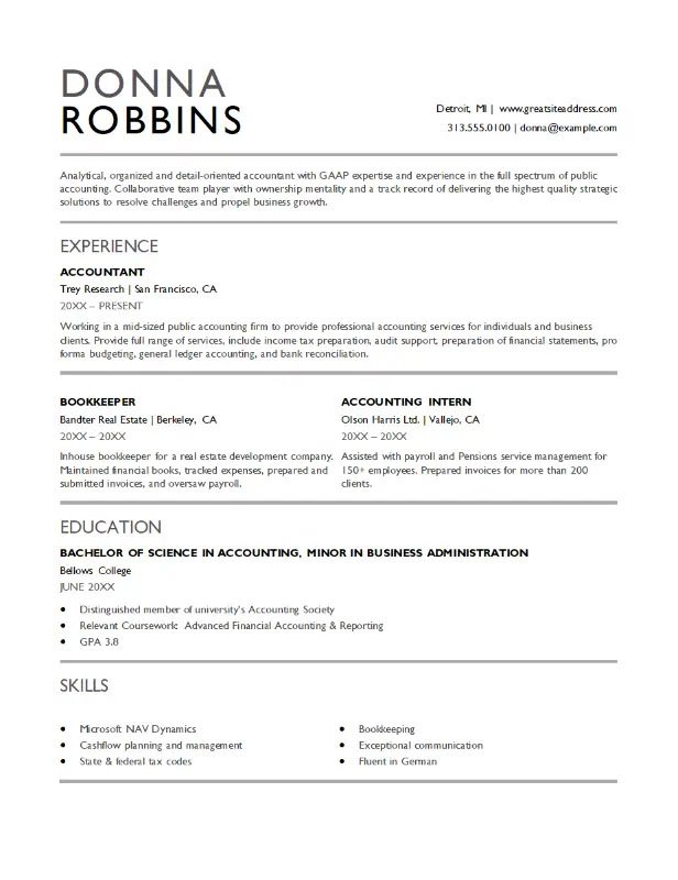 11. Classic accounting resume template