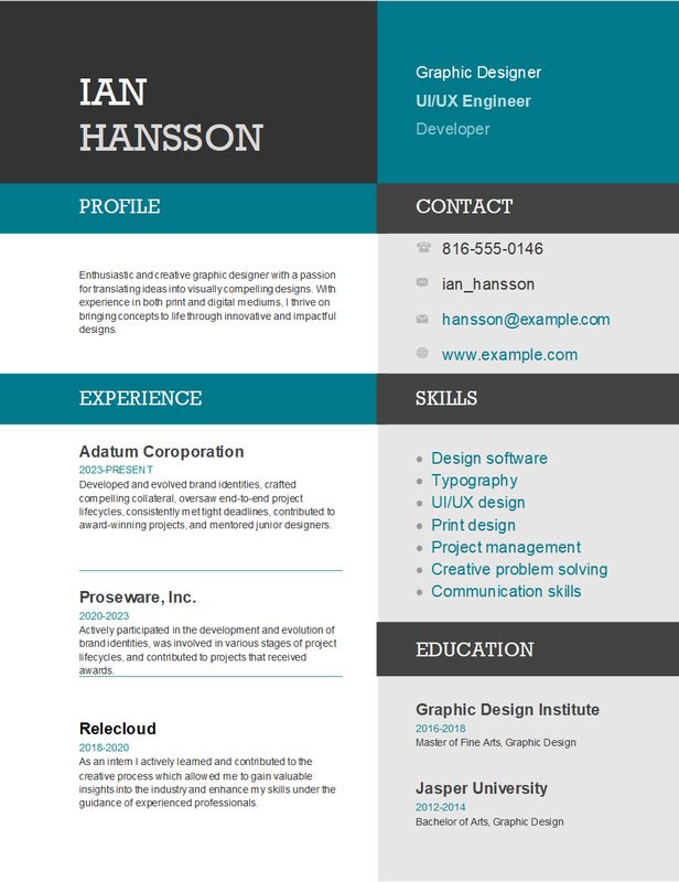 17. Modern Color block resume template