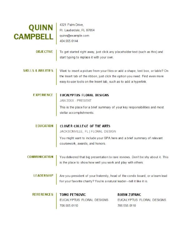 19. Simple florist resume template