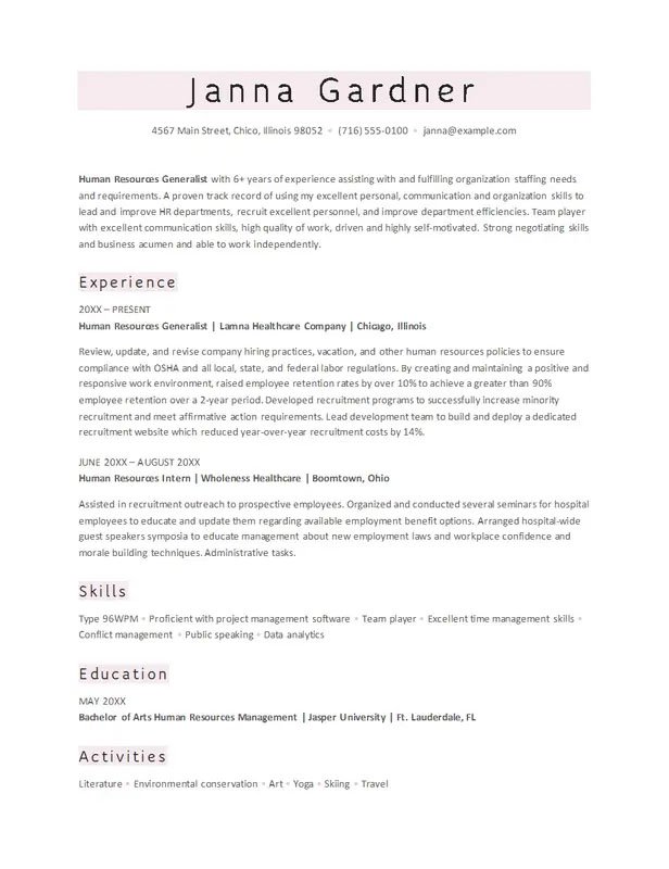 ATS classic HR resume template